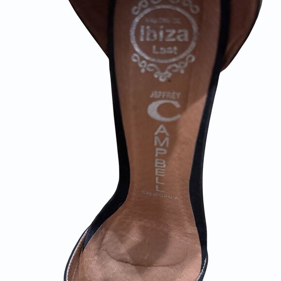 Jeffrey Campbell Solitaire Black Suede Pumps Womens Size 8 Ankle Strap Stiletto - Picture 10 of 11